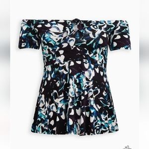 NWT Torrid 5X Super Soft Knit Tie-Front Off-Shoulder Babydoll Peplum Top…
